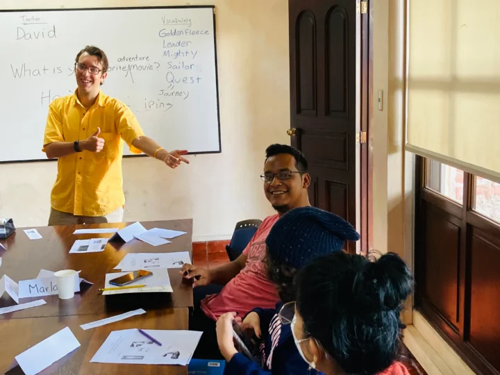 School of TEFL Antigua trainee with class