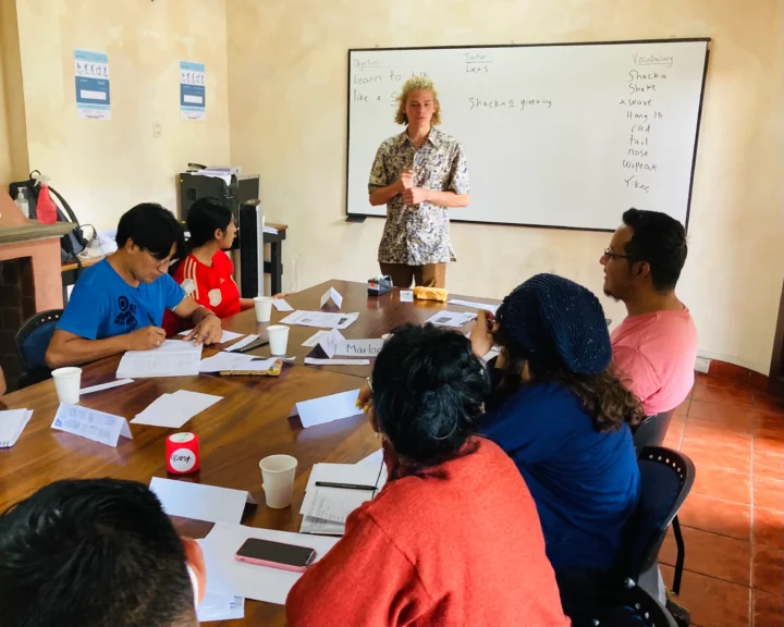 School of TEFL Antigua trainee with class