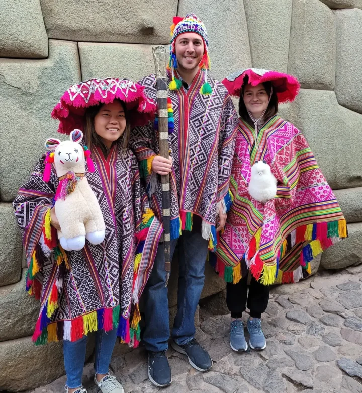 TEFL trainee in traditional dress, Peru