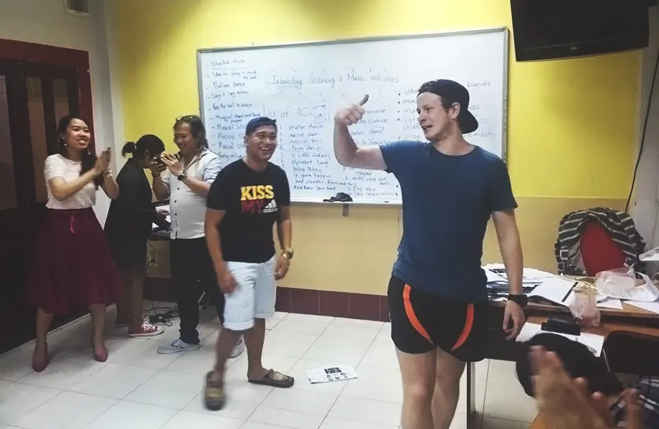 Trainees in the classroom on the School of TEFL Hanoi course